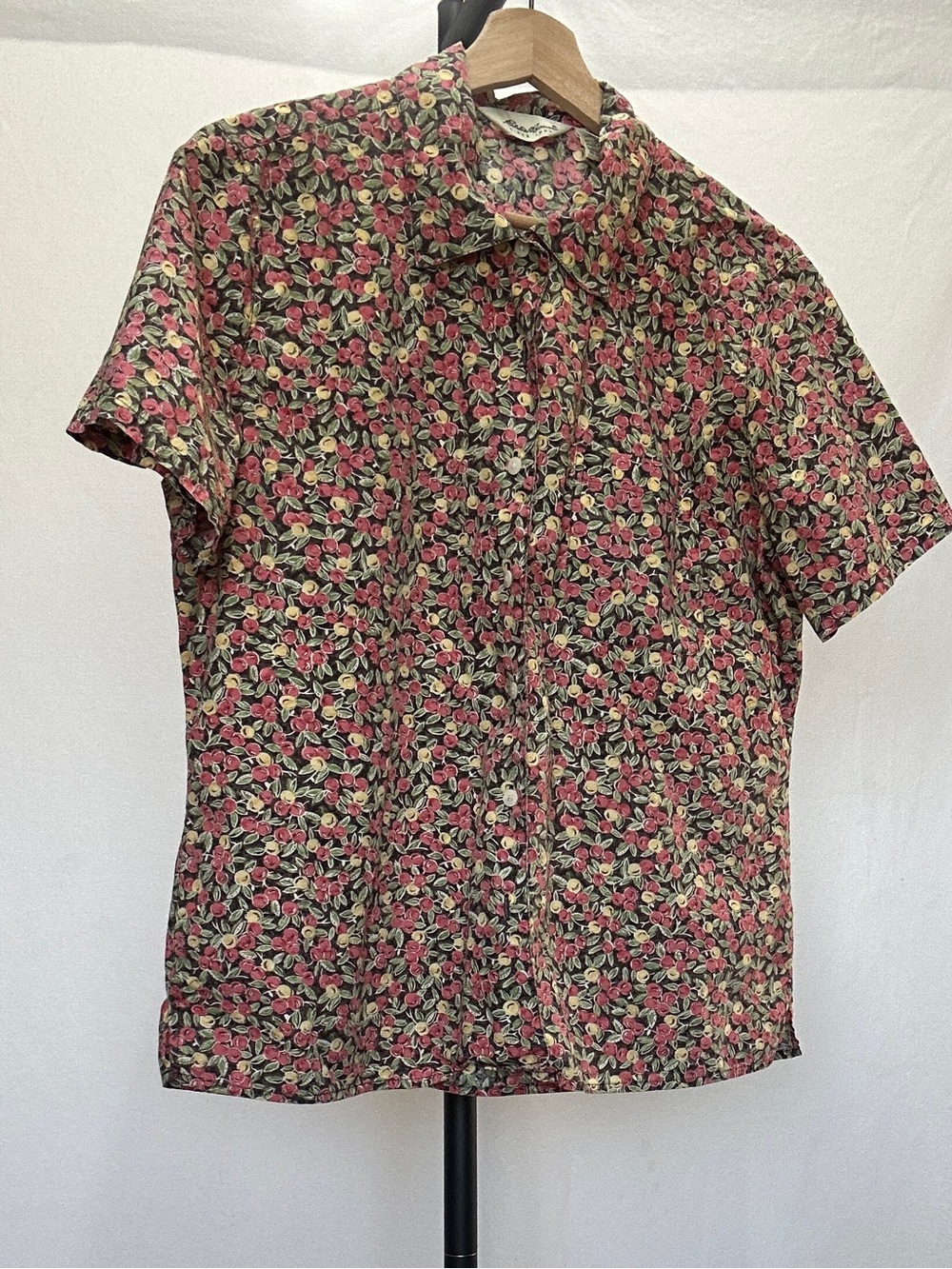 Vintage Eddie Bauer cotton button up with Apple print